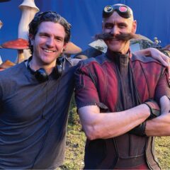 Jeff Fowler (left) on set with star Jim Carrey [c/o Paramount Pictures]