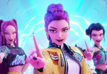 KPop Demon Hunters - (L-R) Mira (voice by May Hong), Rumi (Arden Cho) and Zoey (Ji-Young Yoo. ©2025 Netflix