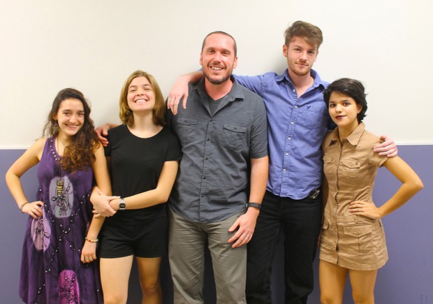 Photo depicts Creative Awards Winners from Miami's New World School of the Arts and their teacher, Christian Losa. Left to Right - Sabrina Diehl, Lisette Del Pino, Teacher Chris Losa, Ryan Haney and Alyson Del Pino. Photo by New World student Bleu Cremers.