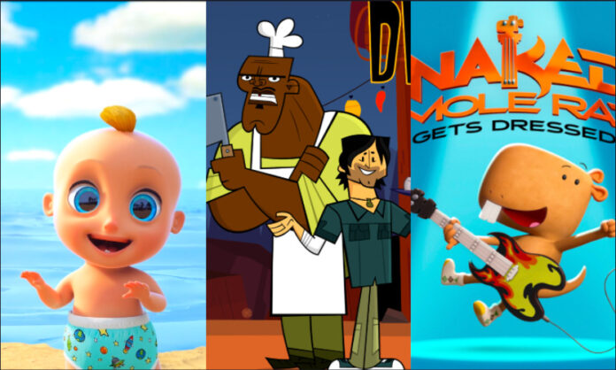 TV Newsmakers: (from left) Looloo Kids, Total Drama Island, Naked Mole Rat Gets Dressed