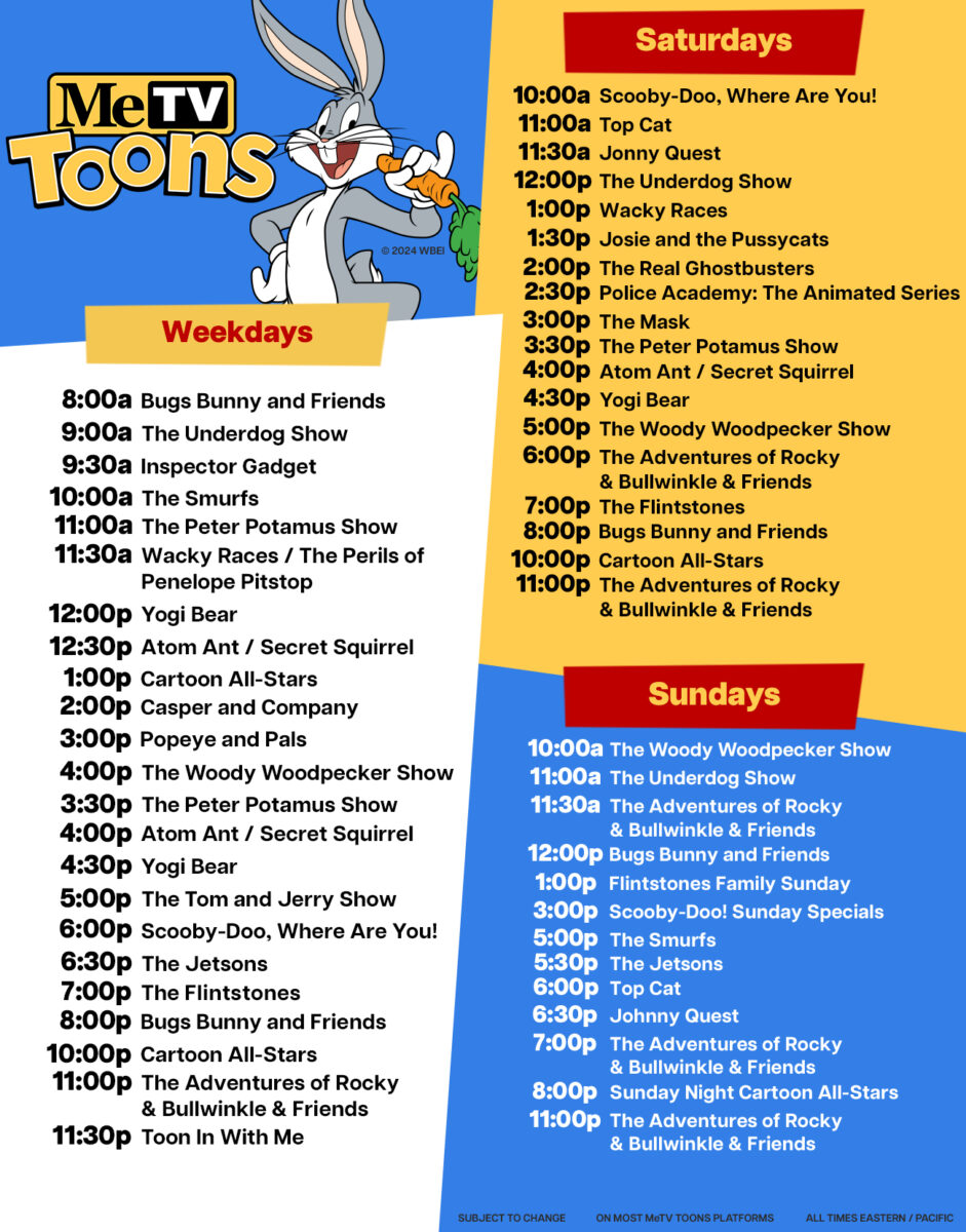 MeTV Toons Unveils Debut Programming Schedule Animation Magazine