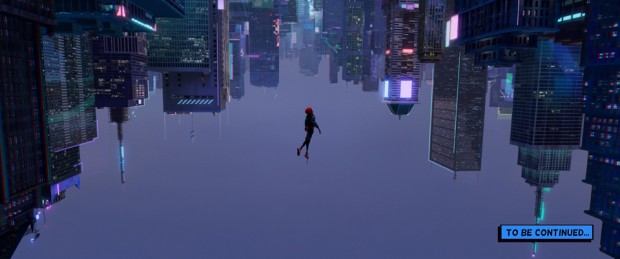 Miles Morales (Shameik Moore) falls through an alternate-universe New York City in Sony Pictures Animation’s Spider-Man: Into the Spider-Verse.