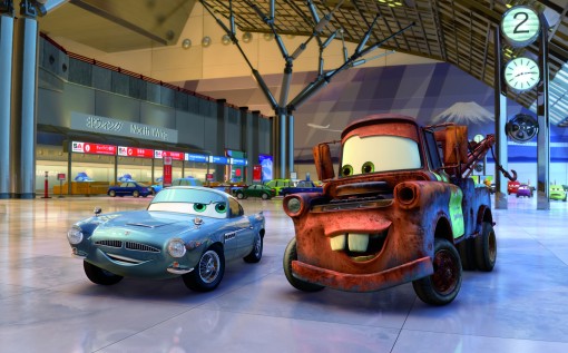 "CARS 2" (L-R) Finn McMissile (voice by Michael Caine), Mater (voice by Larry the Cable Guy) ©Disney/Pixar.  All Rights Reserved.