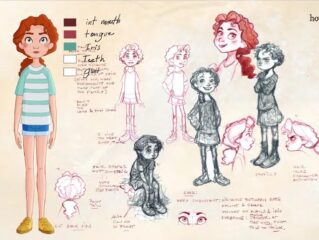 Pete De Seve's character design sketches for the main character in "A Greyhound of a Girl."