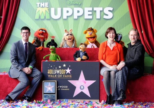 (L-R) Walt Disney Studios President Rich Ross, Jim Henson Company CEO, Lisa Henson and Sean Henson attend the star unveiling for The Muppets who were honored with 2,466th Star on the Hollywood Walk of Fame in front of the El Capitan Theatre on March 20, 2012 in Hollywood, California. (Photo by Frazer Harrison/Getty Images)