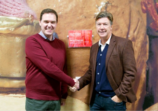  Factory MD Phil Chalk (left) with Bob the Builder and Paw Patrol creator Keith Chapman at the studio’s official opening day